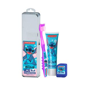 Kit Premium Infantil Dentaclean Stitch 3 em 1 Escova Dental + Fio Dental 20m + Gel Dental 50g