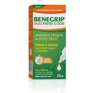 Antigripal Benegrip Multi Febre e Dor Suspensão Oral Gotas Sabor Frutas 15ml