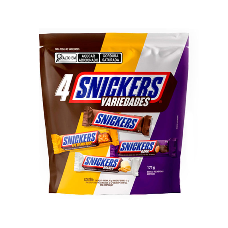 Chocolate Snickers 4 Variedades 171g | Garanta o seu na Drogal
