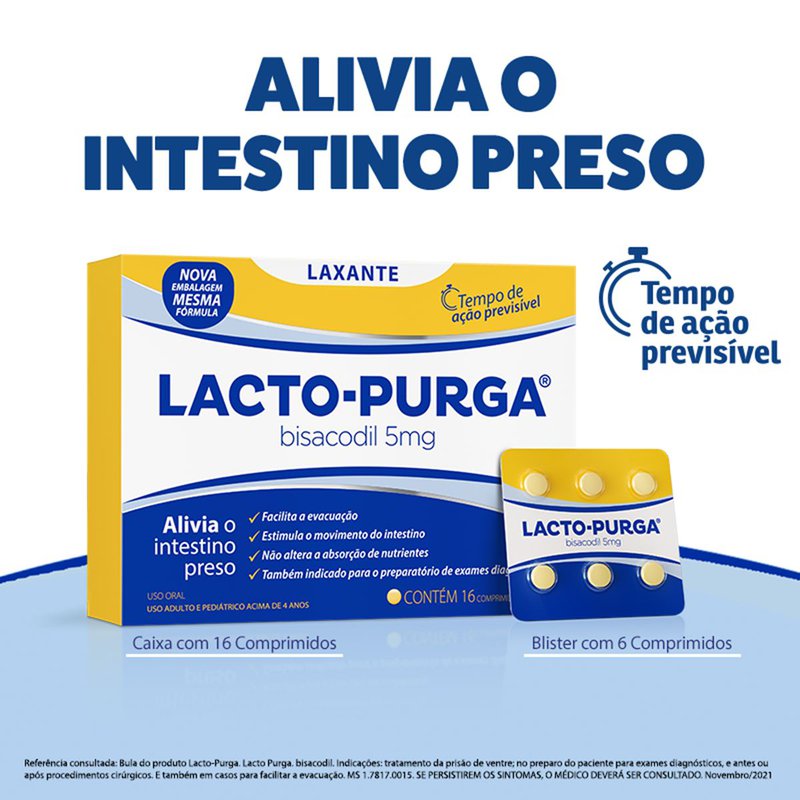 Laxante Lacto Purga 6 Comprimidos, Bula, Preço - Drogal