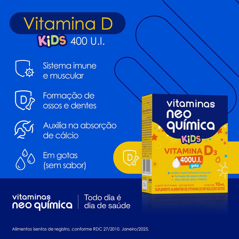 Neo Química Kids Vitamina D3 400UI, Preço, Como Usar