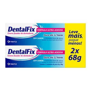 Kit Creme Fixador de Dentaduras DentalFix Sem Sabor 2 Unidades 68g Cada