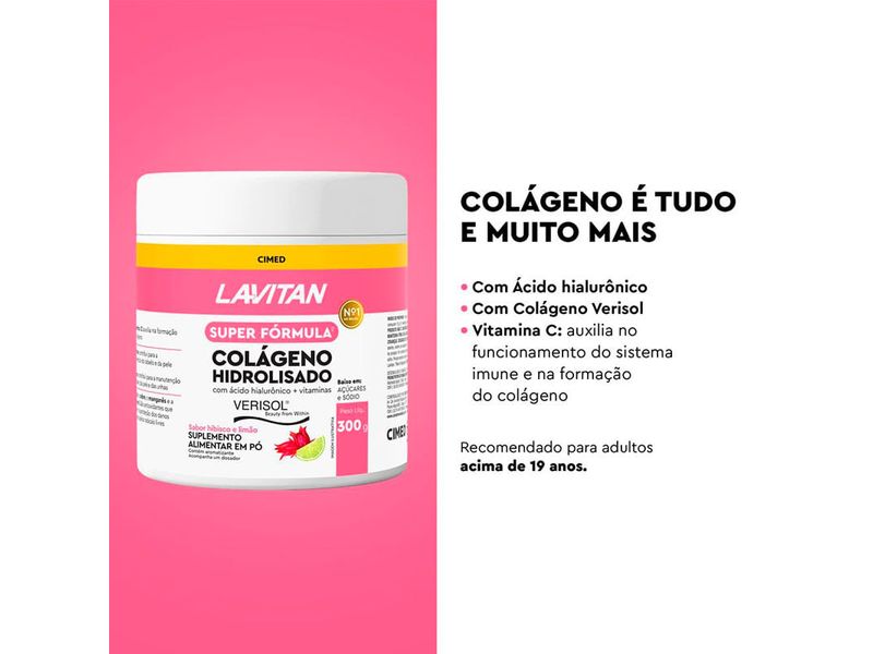suplemento-alimentar-colageno-hidrolisado-lavitan-super-formula-sabor-hibisco-e-limao-300g-framacia-online-drogal