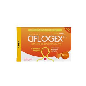 Pastilhas para Garganta Ciflogex 3mg Sabor Laranja 12 Unidades