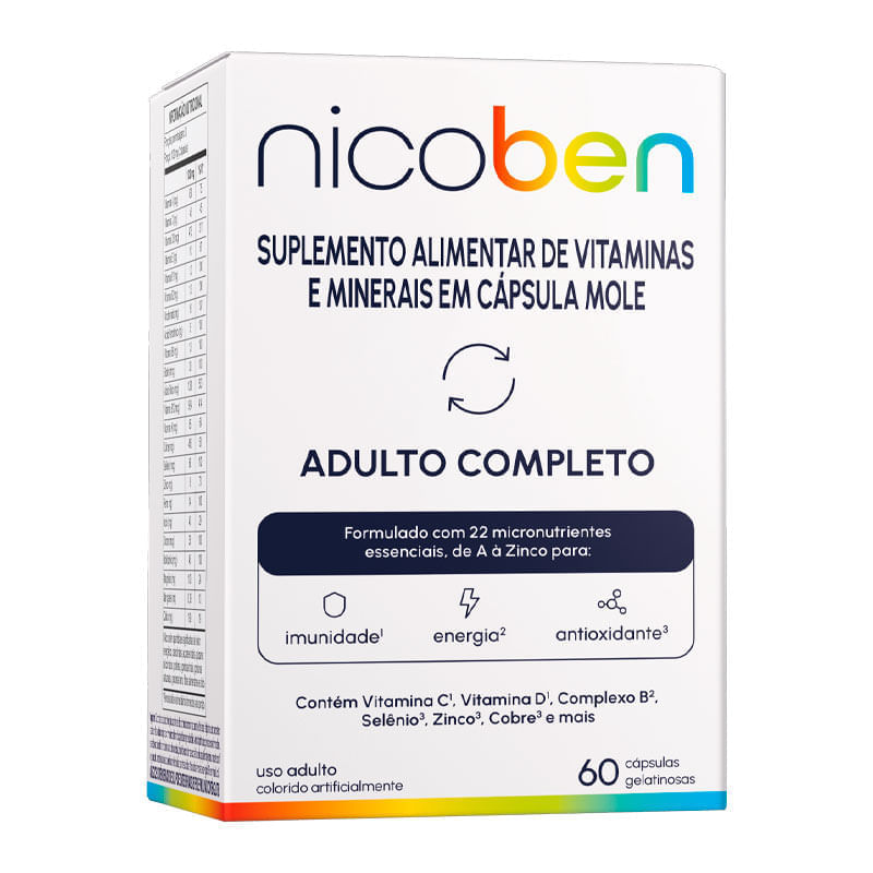 Suplemento Alimentar Nicoben Adulto Completo 60 Cápsulas