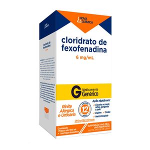 Cloridrato de Fexofenadina 6mg/ml Nova Química Suspensão Oral Sabor Franboesa 150ml + 1 Seringa Dosadora