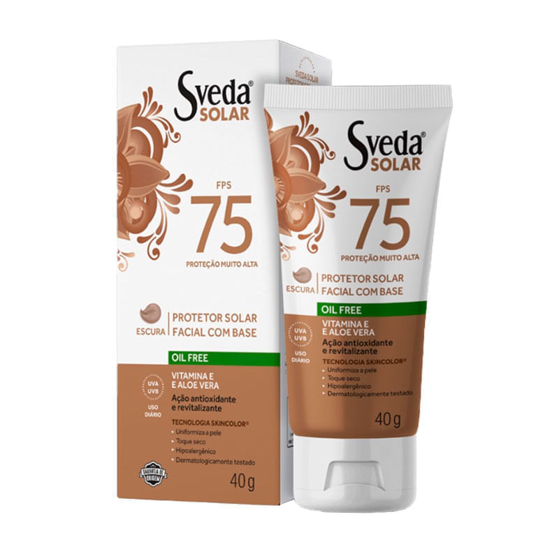 Protetor Solar Sveda FPS75 Oil Free Cor Escura - Drogal