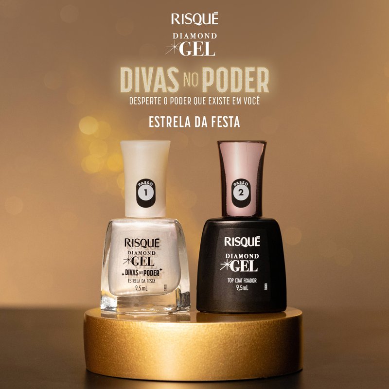 Esmalte Risqué Diamond Gel Divas no Poder Estrela da Festa