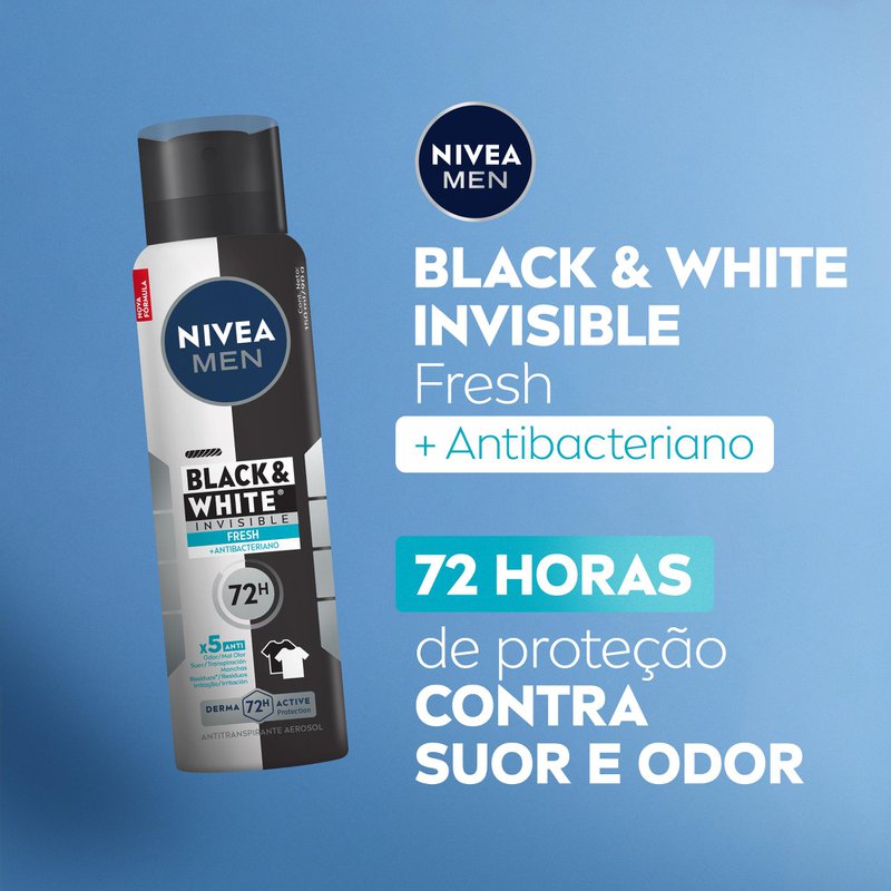 NIVEA Black & White Invisible 15本 Desodorante Antit Aerosol Nivea Men Invisible - Compre na Drogal