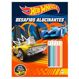 Livro Infantil Hot Wheels Desafios Alucinantes + Lápis de Cor 1 Unidade