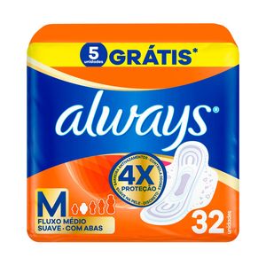 Absorvente Always Suave Com Abas Tamanho M 32 Unidades