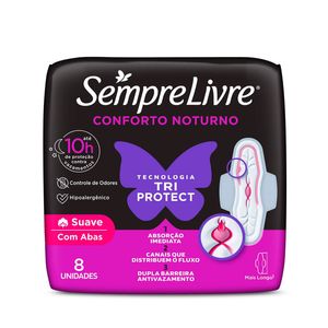 Absorvente Sempre Livre Conforto Noturno Suave Com Abas 8 Unidades