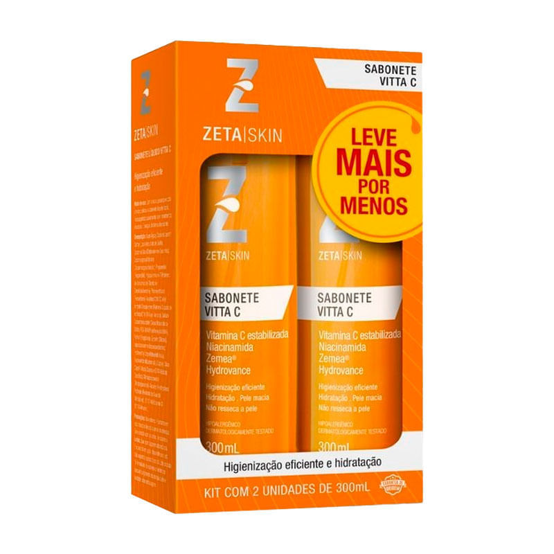 Kit Sabonete Facial Zeta Skin Vitta C 2 Unidades 300ml - Drogal