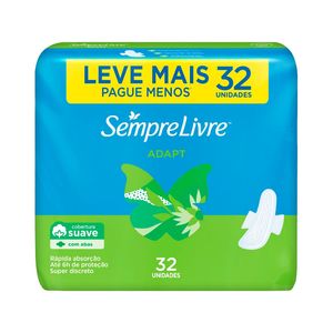 Absorvente Sempre Livre Adapt Suave Com Abas 32 Unidades