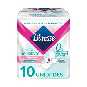 Absorvente Libresse Pure Sensitive Ultrafino Extrasuave Com Abas 10 Unidades