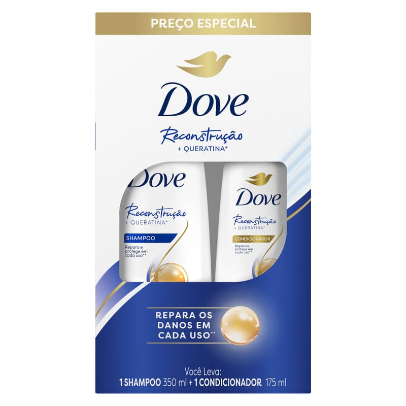 Kit Dove Reconstrução Shampoo+Condicionador: Repara e Protege