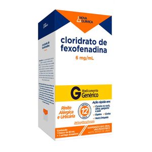 Cloridrato de Fexofenadina 6mg/ml Nova Química Suspensão Oral 60ml + 1 Seringa Dosadora