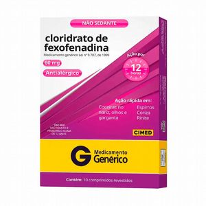 Cloridrato de Fexofenadina 60mg Cimed 10 Comprimidos Revestidos