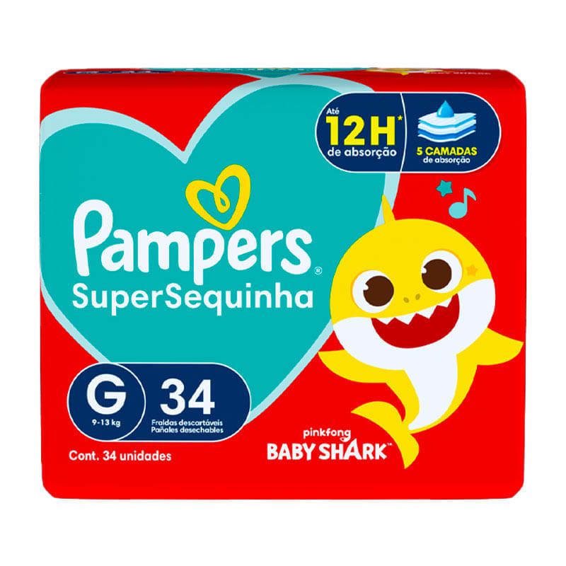 Fralda Pampers Super Sequinha G 34 Unidades: 12h de Proteção
