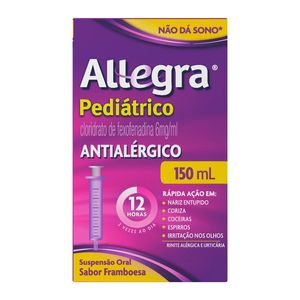 Antialérgico Allegra Pediátrico 6mg/ml Sabor Framboesa Suspensão Oral 150ml + Seringa Dosadora