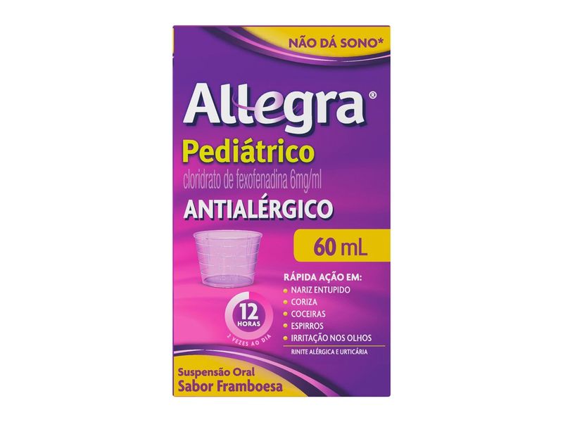 Antialérgico Allegra 6mg/ml Xarope Pediátrico Uso Oral 60ml + Copinho Dosador