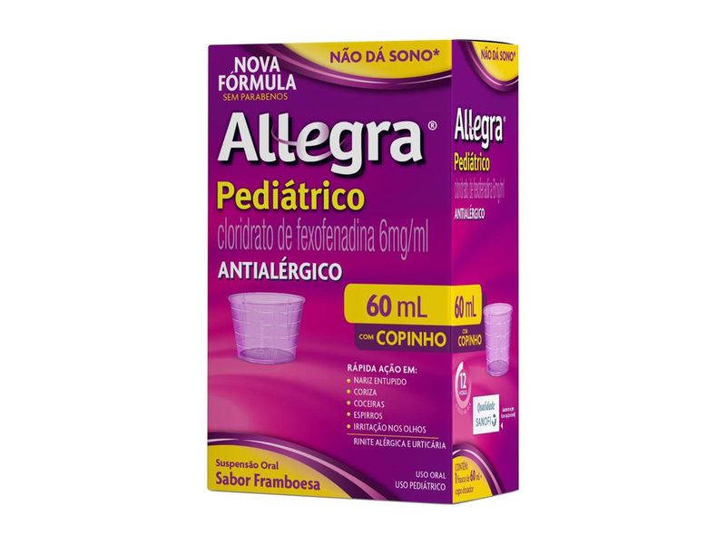 Antialérgico Allegra 6mg/ml Xarope Pediátrico Uso Oral 60ml + Copinho Dosador