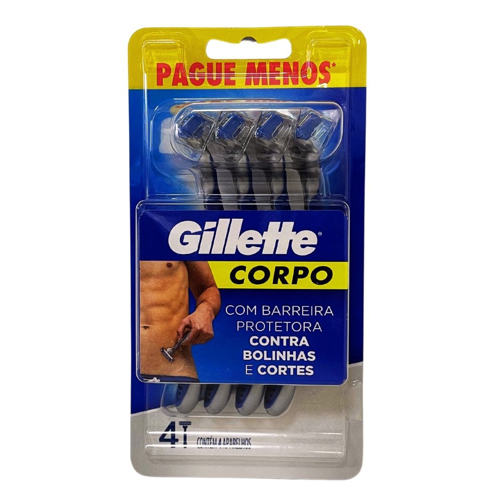 Aparelho de Depilação Descartável Gillette Corpo 4 Unidades | Farmácia ...
