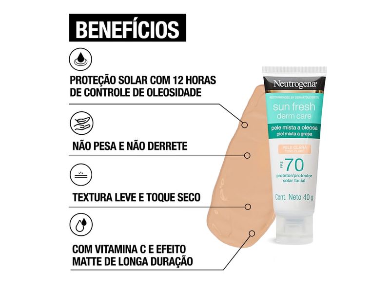 protetor-solar-facial-neutrogena-sun-fresh-derm-care-pele-clara-fps70-40g-farmacia-online-drogal
