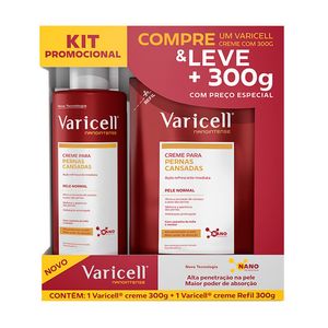 Kit Creme Para Pernas Cansadas Varicell Nanointense Pele Normal 300g + Refil Varicell Nanointense Pele Normal 300g