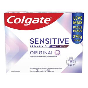 Kit Creme Dental Para Sensibilidade Colgate Sensitive Pro Alívio Imediato Original 3 Unidades 90g Cada
