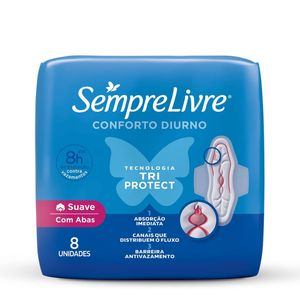 Absorvente Sempre Livre Conforto Diurno Suave Com Abas 8 Unidades