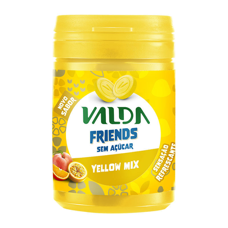 Pastilha Valda Friends Sem Açúcar Sabor Yellow Mix Frutas Amarelas 50g