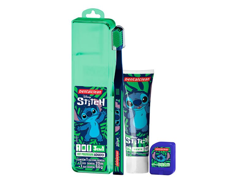 kit-premium-3-em-1-escova-dental-adulto-dentalclean-stitch-1-unidade--fio-dental-50m--gel-dental-50g-farmacia-online-drogal