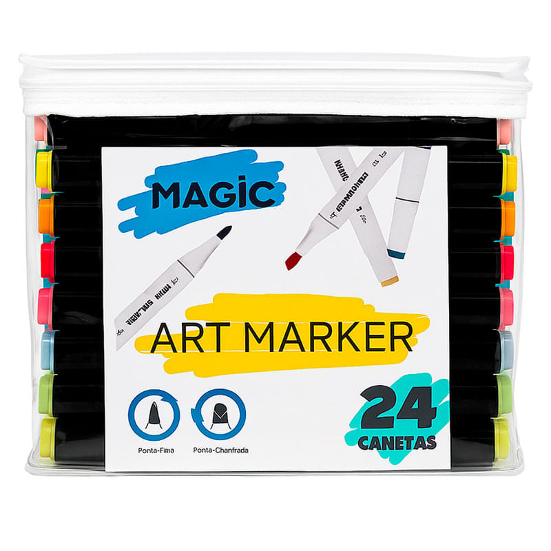 Canetas Coloridas Magic Art Marker 24 Cores: Cores Vibrantes