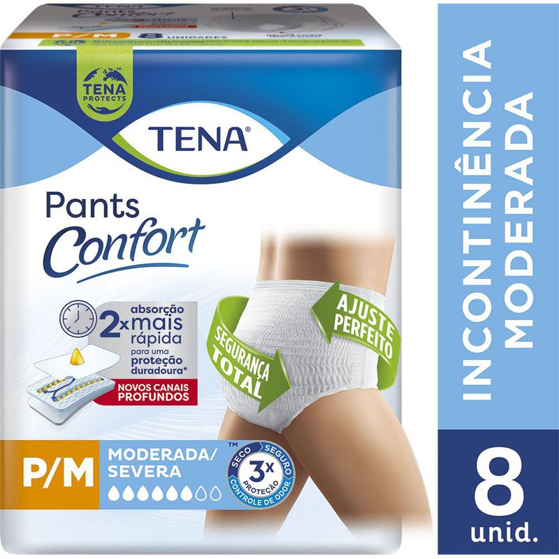 Roupa Íntima: Tena Pants Confort P/M 8 Unidades | Drogal