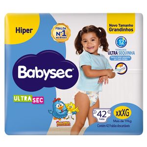 Fralda Babysec Ultrasec Hiper Galinha Pintadinha XXXG 42 Unidades