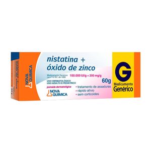 Nistatina 100.000UI/g + Óxido de Zinco 200mg/g Nova Química Pomada Dermatológica 60g