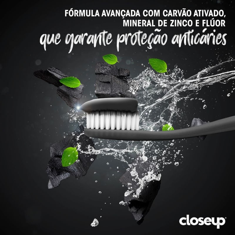 Creme Dental Closeup Carvão Ativado Menta 85g - Branco Radiante