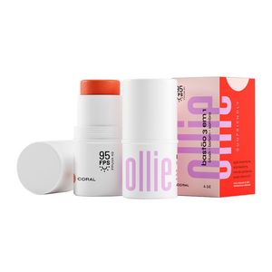 Bastão 3 em 1 Ollie Blush, Batom e Sombra FPS95 Cor Coral 4,5g