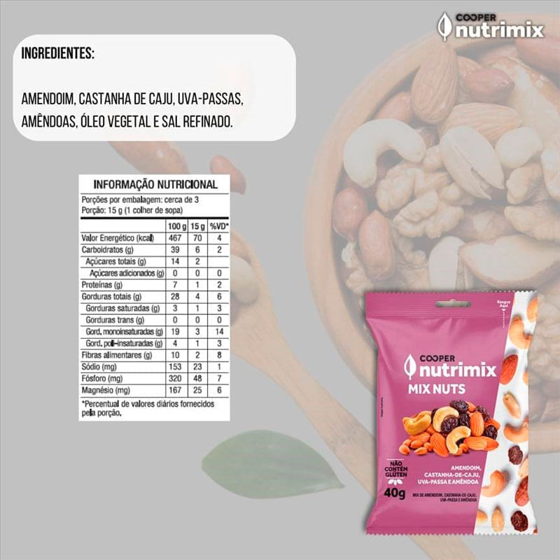 Mix Nuts Cooper Nutrimix 40g: Preço, Para que serve,