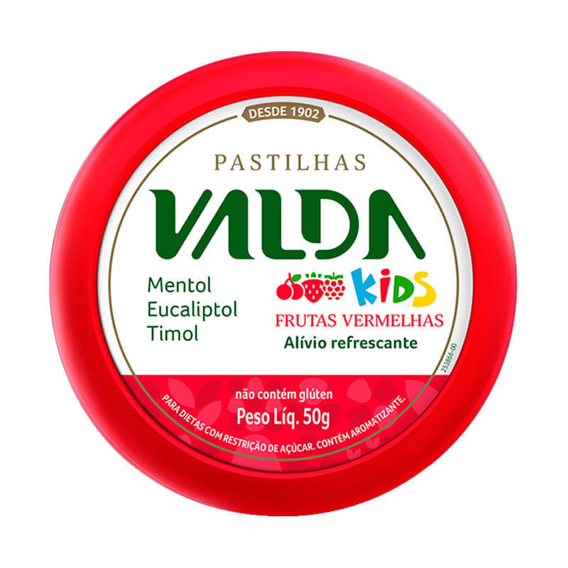Pastilhas Valda Kids Frutas Vermelhas 50g