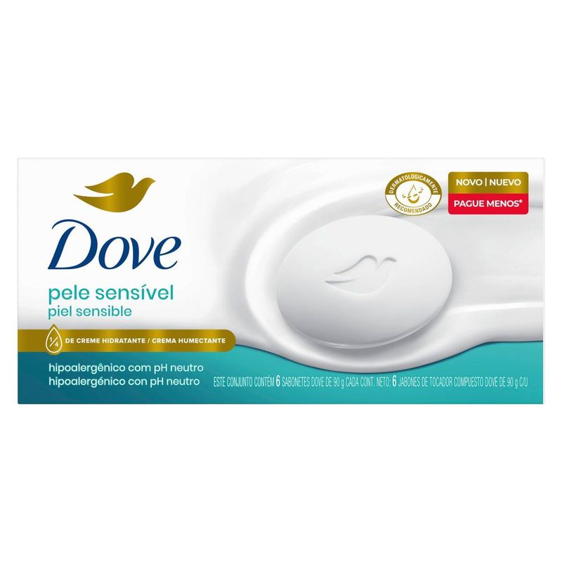 Sabonete em Barra Dove Branco 90g 6 unidades