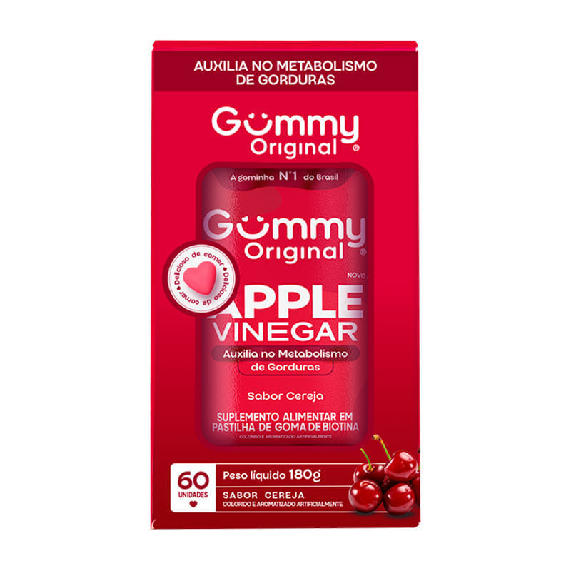 Gummy Original Apple Vinegar Sabor Cereja 60 Unidades: Preo