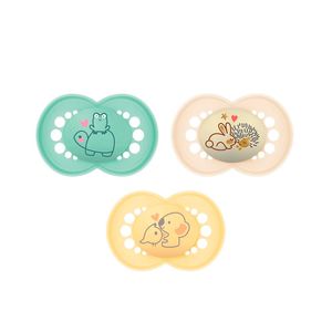 Chupeta Mam Ortodôntica Original 6+ Meses Cores Verde, Amarelo e Bege 3 Unidades