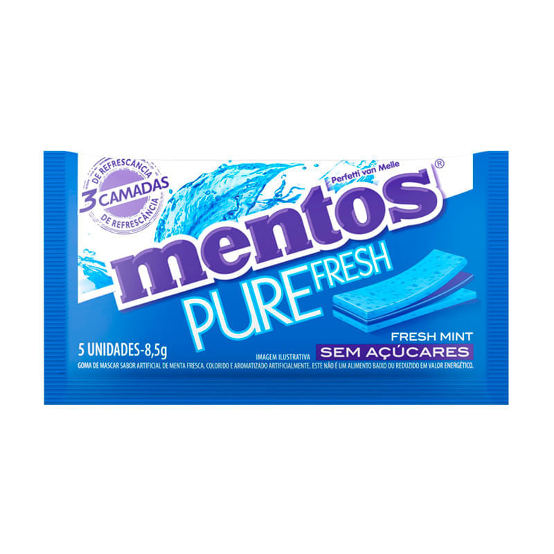 Chicletes Mentos Cool White Sabor Blue Raspberry 8,5g: Preço