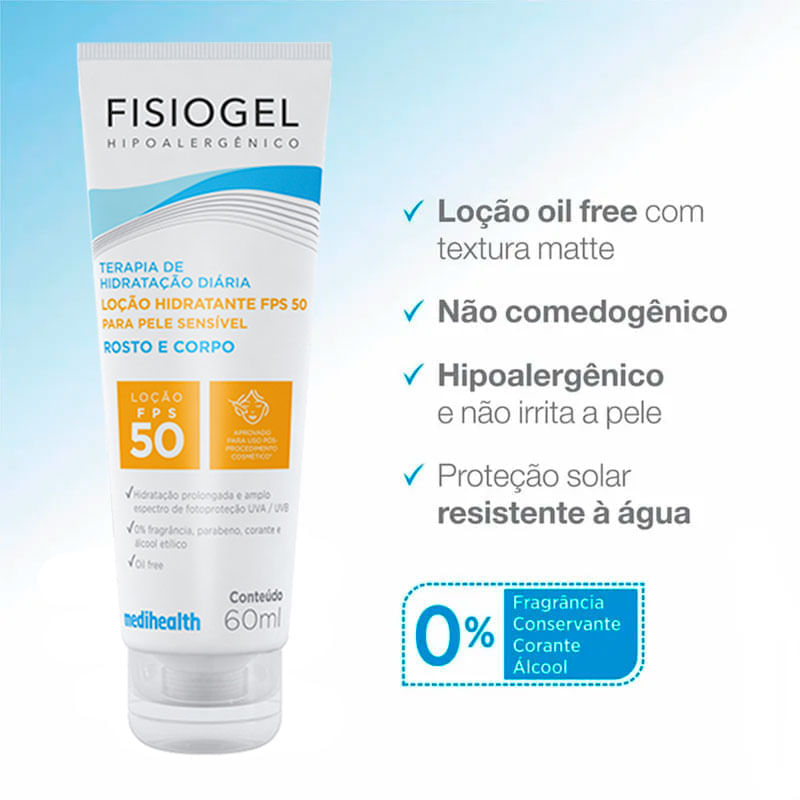 Loção Hidratante FPS50 Rosto e Corpo 60ml | Drogal