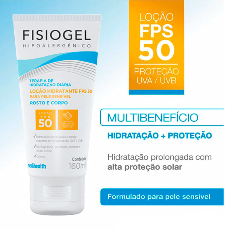Loção Hidratante FPS50 Rosto e Corpo 160ml | Drogal