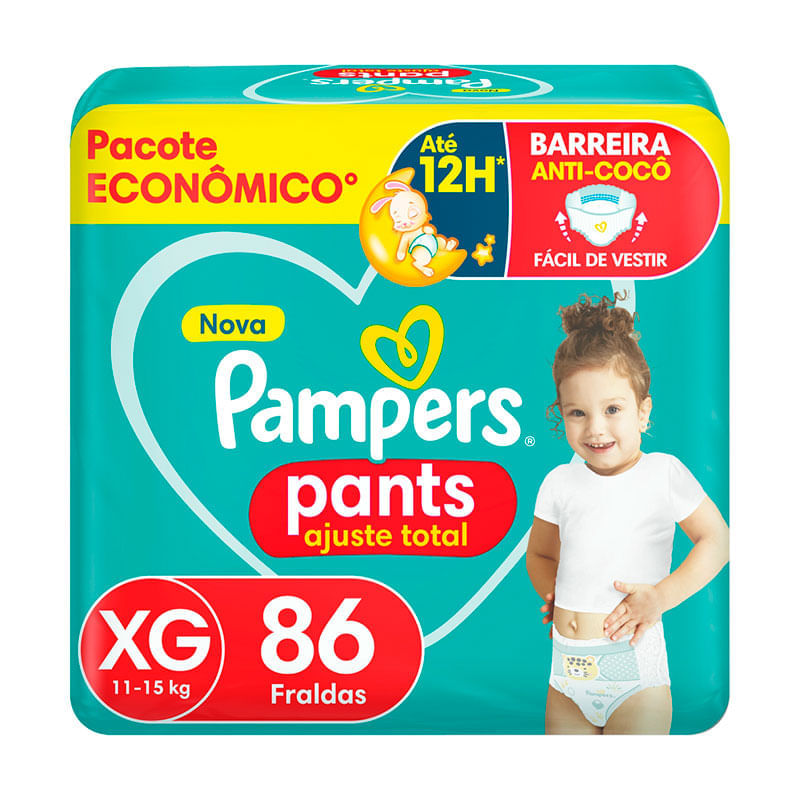 Fralda Pampers: Pants Ajuste Total Max XG 86 Unidades|Drogal