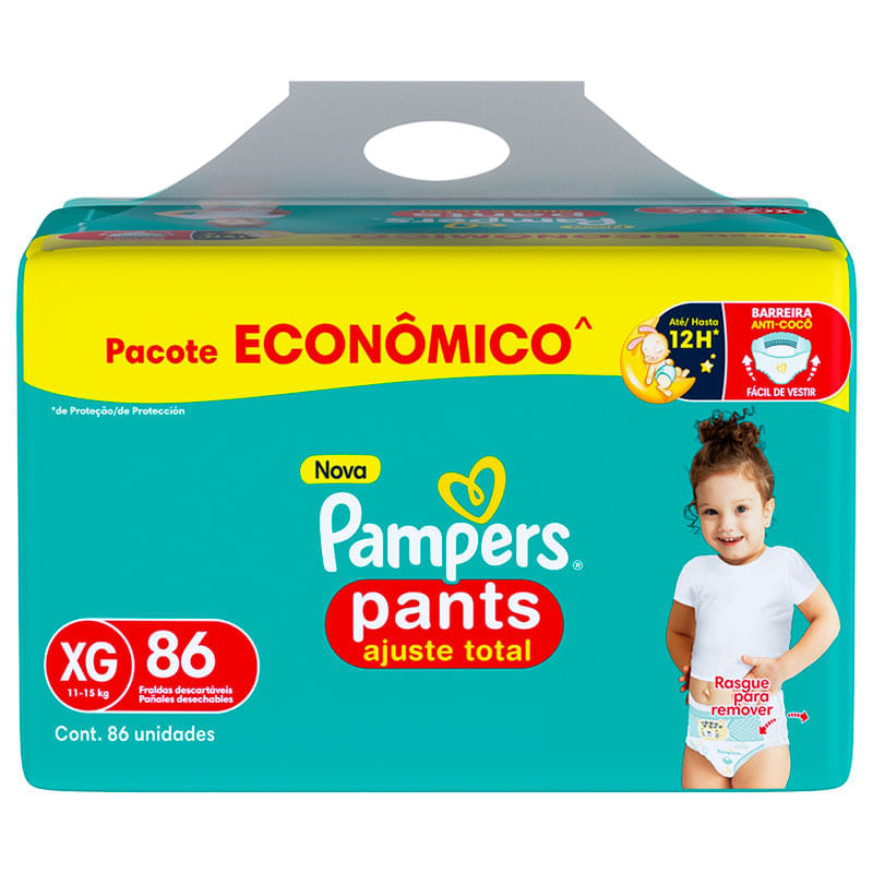 Fralda Pampers: Pants Ajuste Total Max XG 86 Unidades|Drogal