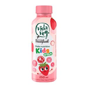 Bebida Vegetal Shake Nutritivo Kids Growth Vida Veg + Trustfuel Sabor Morango 250ml